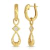 Twisted Small Hoop Earrings with Pendants in 18K Yellow Gold with Diamonds 1