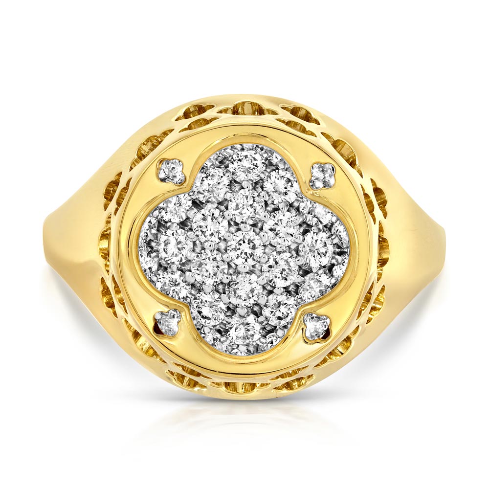 ARY D'PO quatrefoil 18k yellow gold ring with diamonds