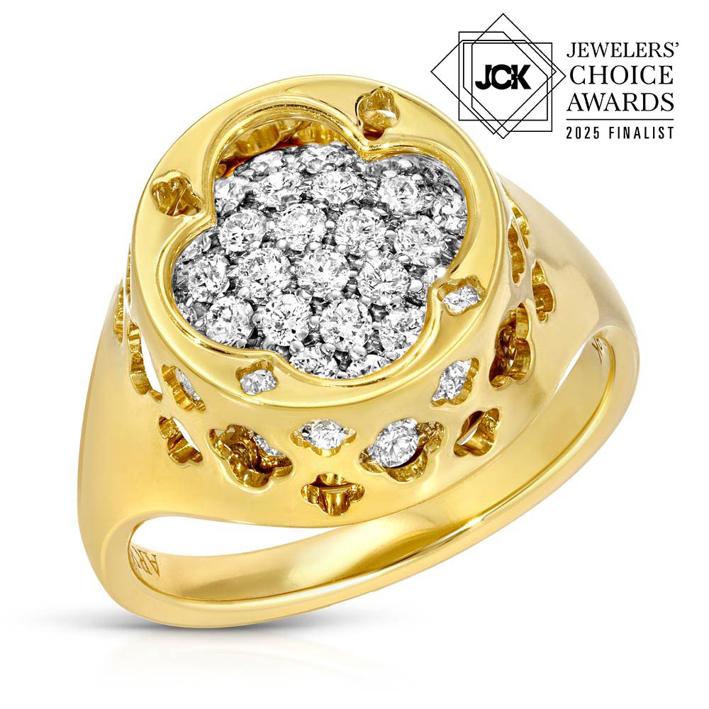 My Lucky Ring 18k gold Diamonds Pave quatrefoil JCK Best of the best FINALIST 2025